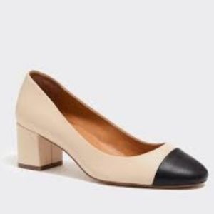JCREW black toe capped pump nude color